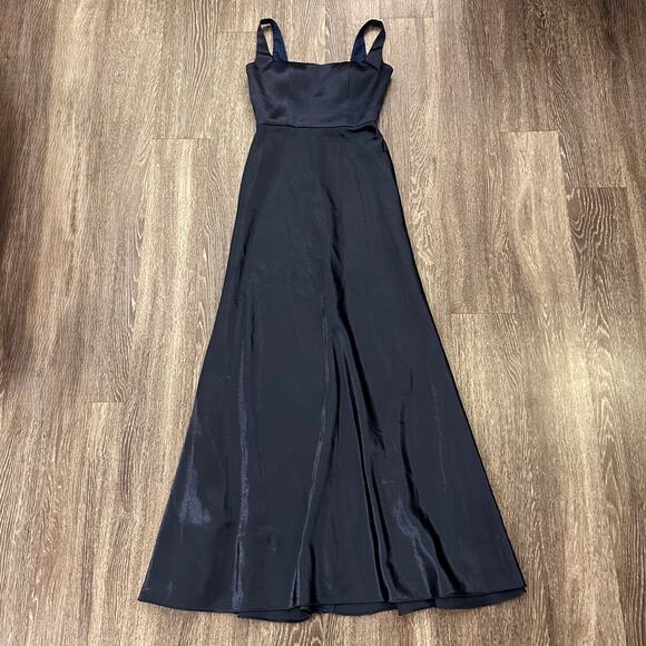 Jenny Yoo Ariana Bridesmaid Dress French Blue US 8 Square Neck Satin Crepe Gown - Picture 5 of 14